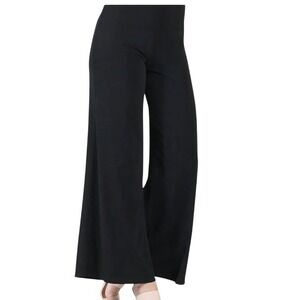 Clara Sunwoo Plus Sizr 1X Black Wide Leg Palazzo Pants High Rise Jersey Knit